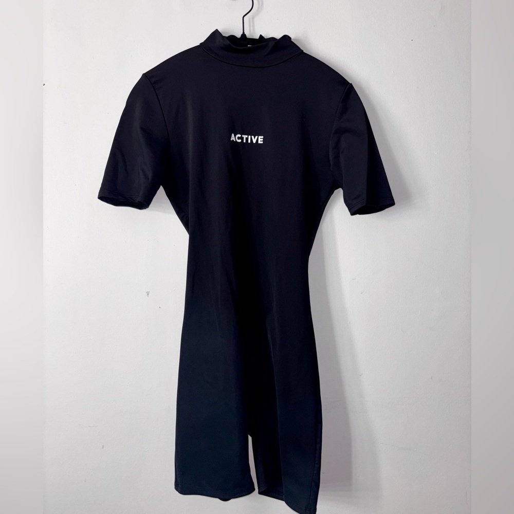 Black Active Short Sleeve Jumpsuit